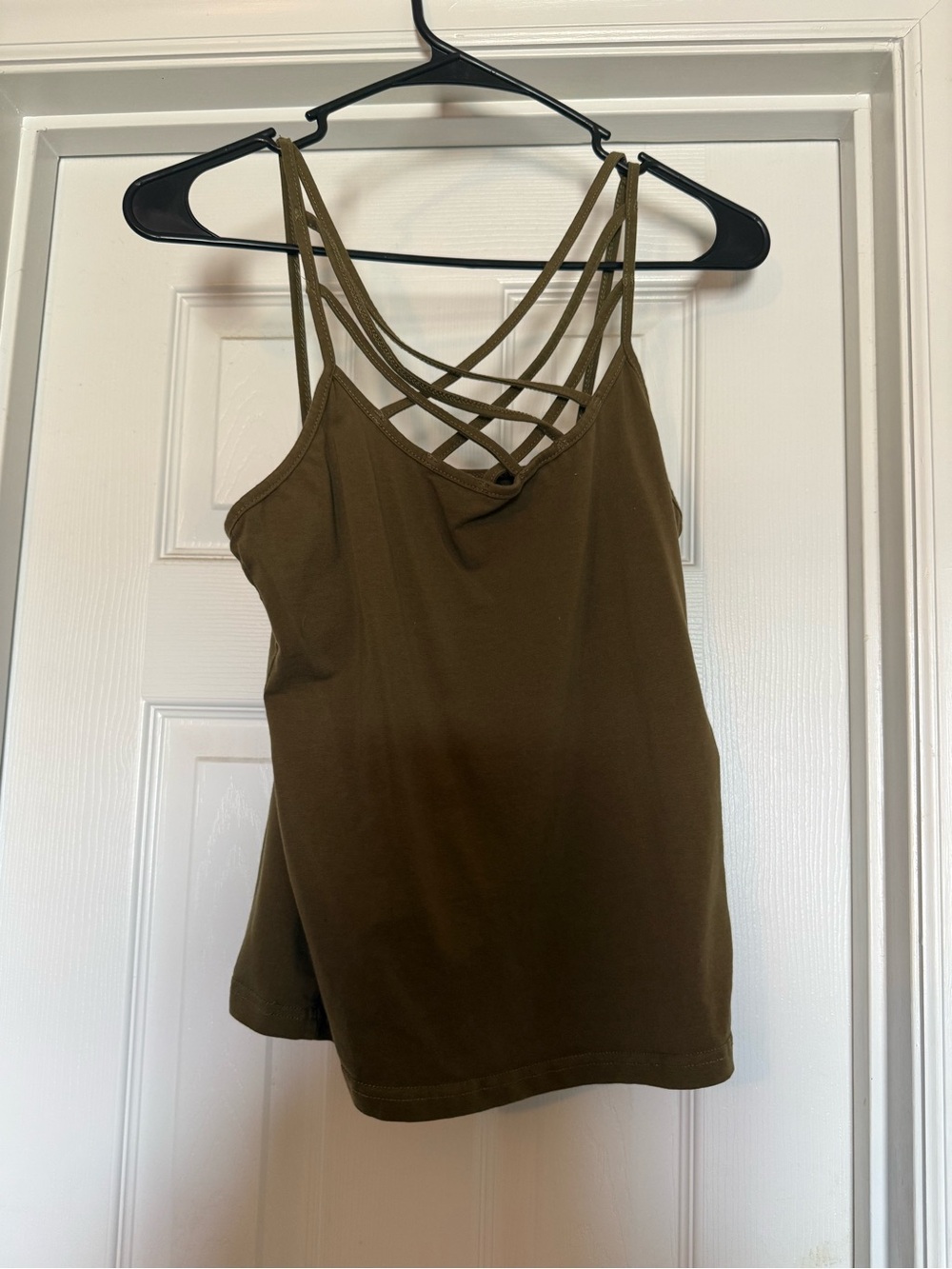 SHEIN Olive Green Crisscross Strap Tank Top